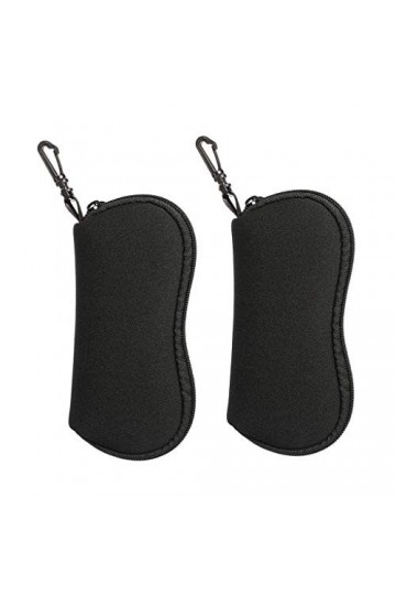 Lot de 2 étuis à lunettes souples en néoprène, étui à lunettes de soleil avec clip