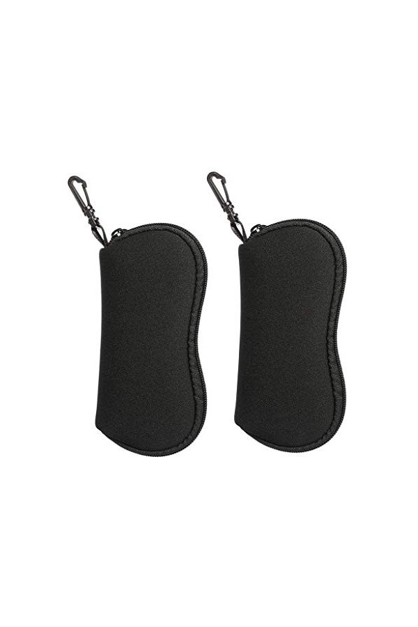 Lot de 2 étuis à lunettes souples en néoprène, étui à lunettes de soleil avec clip