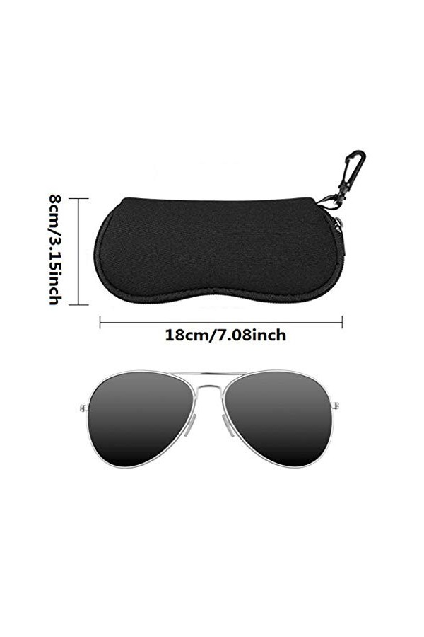 Lot de 2 étuis à lunettes souples en néoprène, étui à lunettes de soleil avec clip