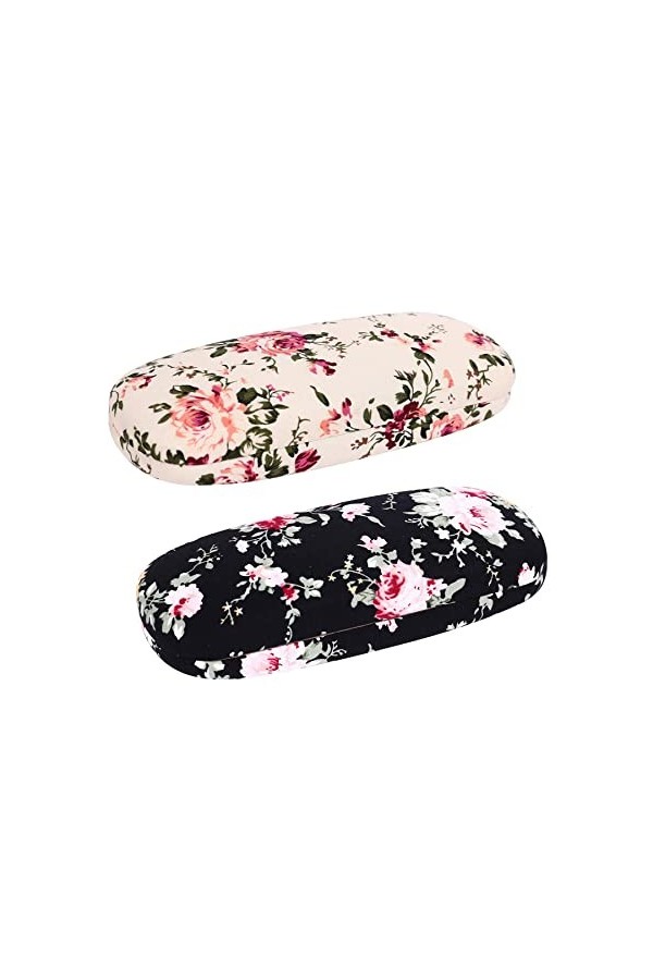 RURUOGUK Lot de 2 étuis à lunettes, étui à lunettes portable en tissu à motif floral, étui de protection style rétro, Couleur