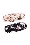 RURUOGUK Lot de 2 étuis à lunettes, étui à lunettes portable en tissu à motif floral, étui de protection style rétro, Couleur