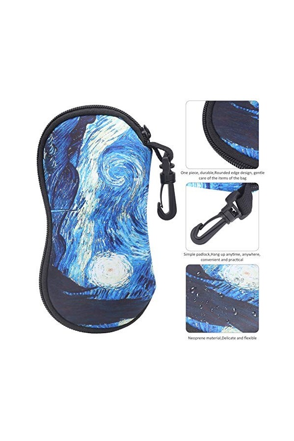 VGEBY Étui à Lunettes de Soleil 2 pièces, Pochettes Portables pour Lunettes, Sacoche étanche pour Lunettes, Pochette à glissi