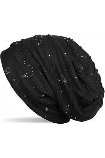 styleBREAKER Bonnet Beanie avec étoiles et éclaboussures métalliques, Paillettes, Beanie Mou, Unisexe 04024136, Couleur:Noir