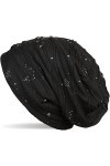 styleBREAKER Bonnet Beanie avec étoiles et éclaboussures métalliques, Paillettes, Beanie Mou, Unisexe 04024136, Couleur:Noir
