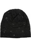 styleBREAKER Bonnet Beanie avec étoiles et éclaboussures métalliques, Paillettes, Beanie Mou, Unisexe 04024136, Couleur:Noir