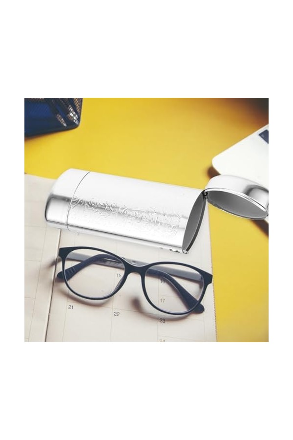 SOIMISS À Lunettes À Lunettes Boîte En Aluminium Coque Rigide À Lunettes Myope Pour Femmes Hommes Argent