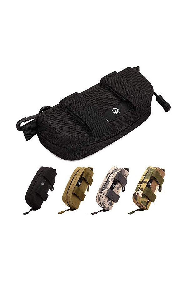 SYMALL Homme Étuis à Lunettes Housse avec Fermeture éclair étui en Nylon Tactique Militaire Moule dur avec Clip Lunette de So