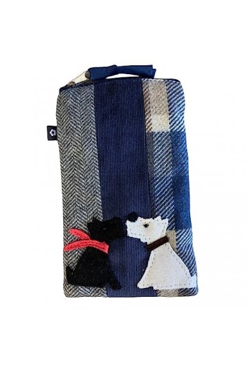 Earth Squared Kissing Dogs Grande trousse à lunettes de soleil pour téléphone, bleu, taille unique