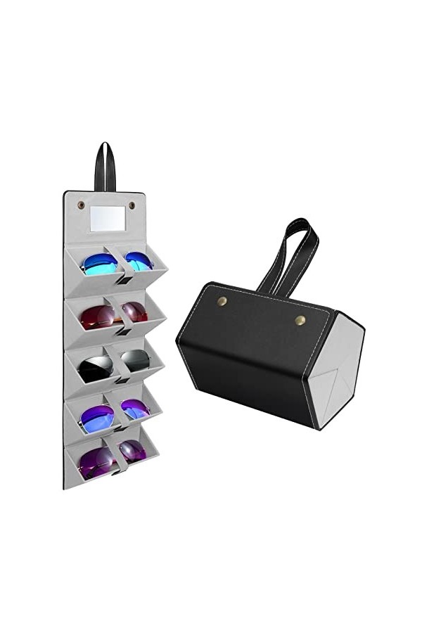 Unaone Organiseur de lunettes de soleil portable avec plusieurs compartiments pour lunettes de soleil à suspendre pour homme 