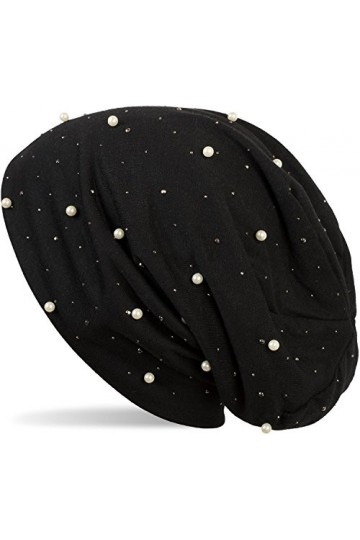 styleBREAKER Bonnet avec Perles et Strass, Bonnet Mou, Unisexe 04024140, Couleur:Noir