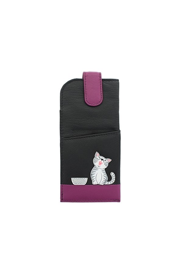 Mala Leather Collection Ziggy Étui à Lunettes en Cuir Souple et Mince 5117_99 Noir