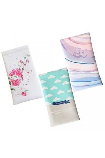 Cabilock Lot de 3 étuis à lunettes en cuir PU Motif nuages