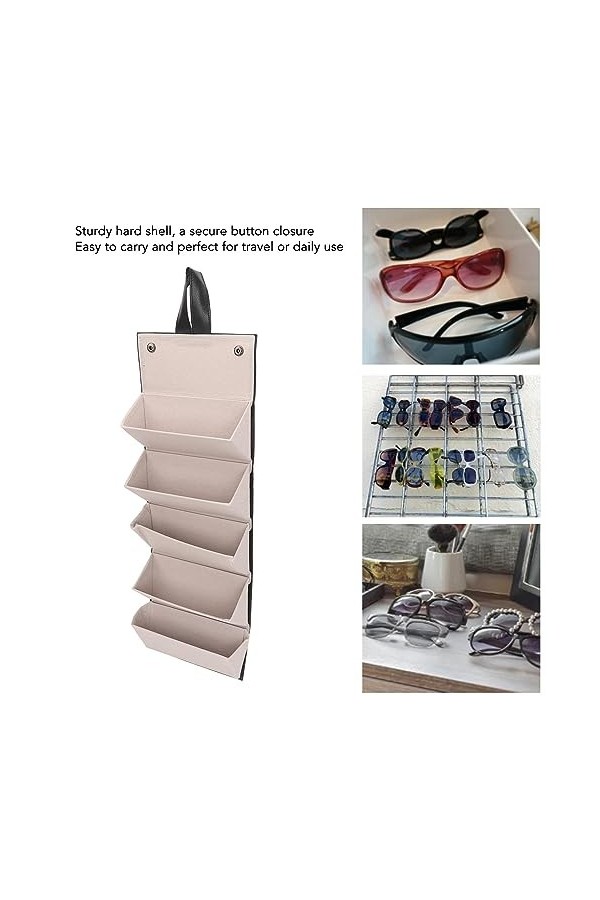 Fockety Etui à lunettes pliable à 5 fentes, étui à lunettes portable pour lunettes multiples, étui à lunettes de voyage, orga