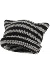 GLIMDA Chapeaux en crochet pour femmes, bonnet tricoté pour chat, bonnet vintage, bonnet tricoté avec oreilles de chat pour f