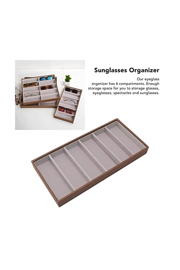 Jeanoko Vitrines de Lunettes de Soleil, Espace de Stockage suffisant Multi-Fonctionnel résistant à lusure 6 Compartiments Or