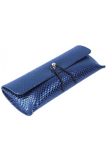 Santorini Paradise Étui élégant pour lunettes avec surface en tissu brillant Bleu foncé