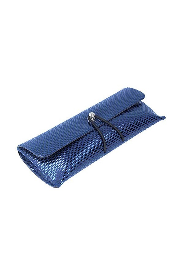 Santorini Paradise Étui élégant pour lunettes avec surface en tissu brillant Bleu foncé