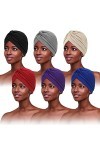 PHOGARY 6 Pièces Turban pour Femme, Foulard Cheveux Bonnet Turban Bonnet de Nuit Bandana Cheveux Femme Plissé Turban Africain