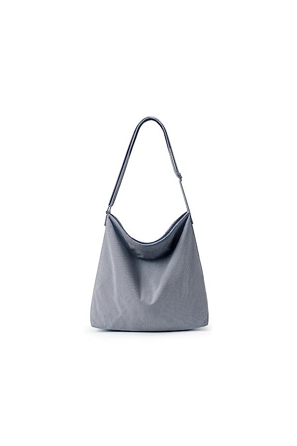 KALIDI Sac fourre-tout en velours côtelé avec sac à bandoulière étanche à fermeture éclair avec poches sacs à bandoulière déc