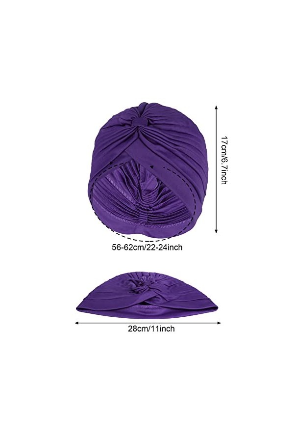PHOGARY 6 Pièces Turban pour Femme, Foulard Cheveux Bonnet Turban Bonnet de Nuit Bandana Cheveux Femme Plissé Turban Africain