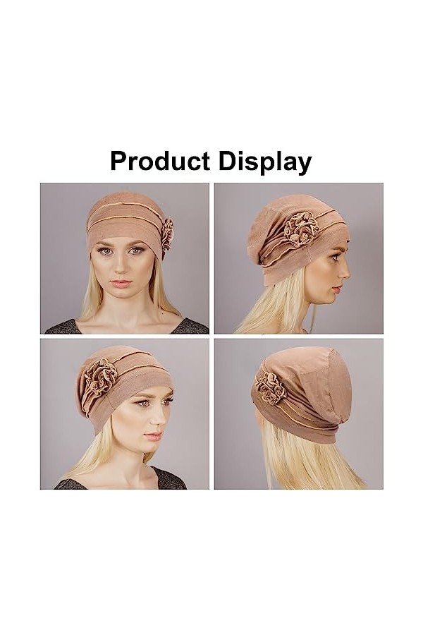 XEPST 4 Pièces Turban Femme Cancer Musulmanes Bonnet, Chimiothérapie Oncologique Stretch Chapeaux Bonnet Nuit Bonnet Chimio p