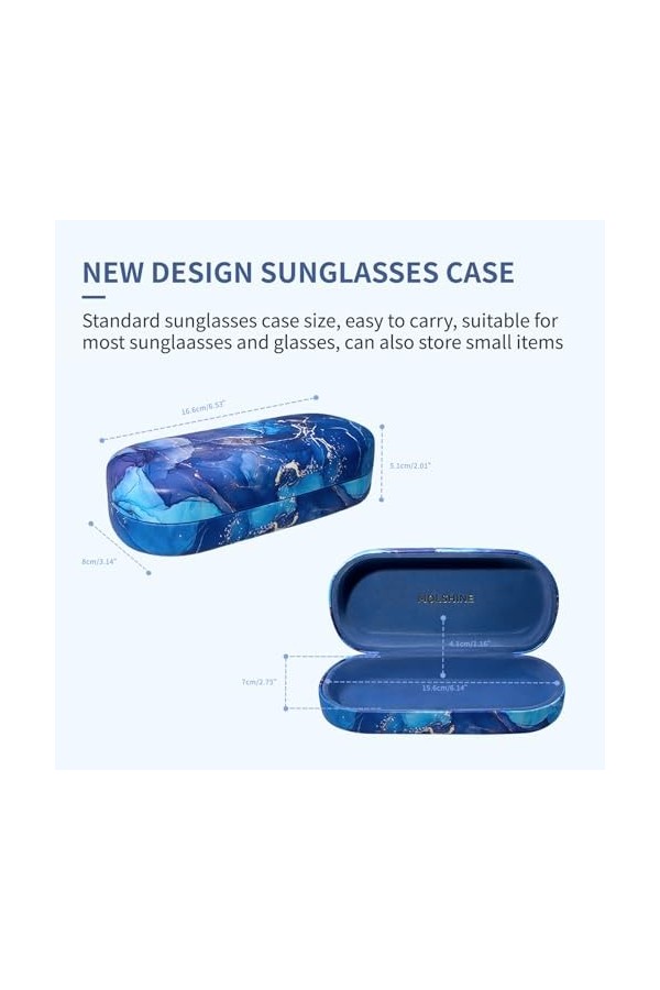molshine Étui rigide pour lunettes de soleil en cuir PU, étui classique extra large pour lunettes de soleil et lunettes surdi
