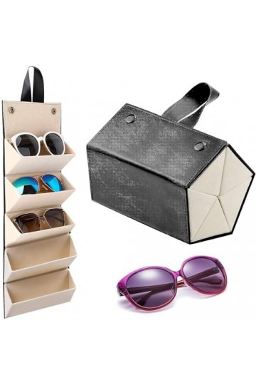 WBYNB Boite Lunettes Voyage, 5 Compartiments Rangement Lunette, Boite de Rangement Lunettes Voyage, Étui à Lunettes Pliable, 