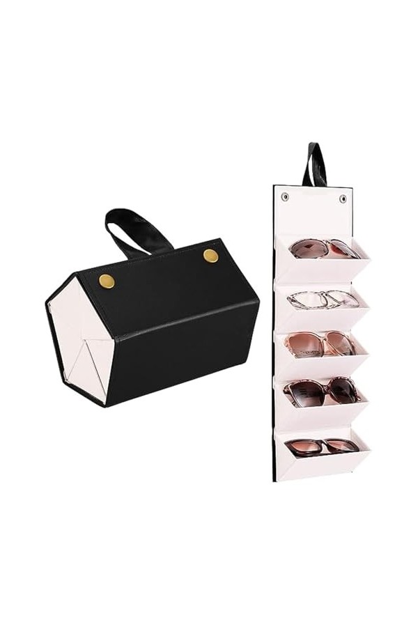 WBYNB Boite Lunettes Voyage, 5 Compartiments Rangement Lunette, Boite de Rangement Lunettes Voyage, Étui à Lunettes Pliable, 