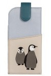 Mala Étui à lunettes en cuir souple pour femme Motif pingouin