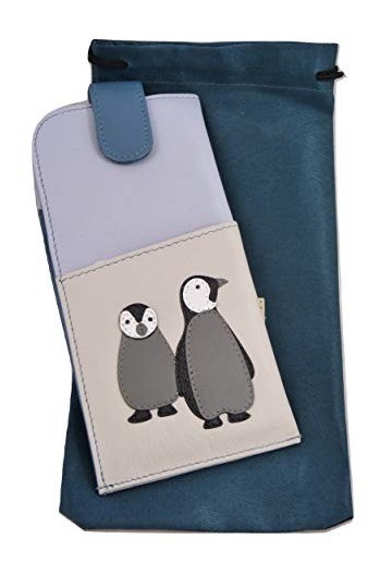 Mala Étui à lunettes en cuir souple pour femme Motif pingouin