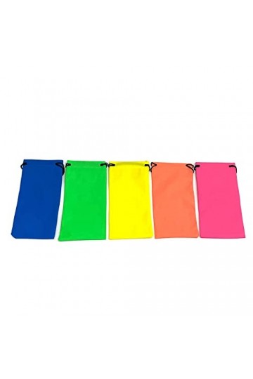 Lot de 5 pochettes en microfibre pour lunettes de soleil - Néon