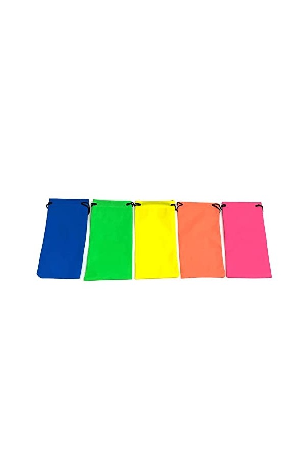 Lot de 5 pochettes en microfibre pour lunettes de soleil - Néon