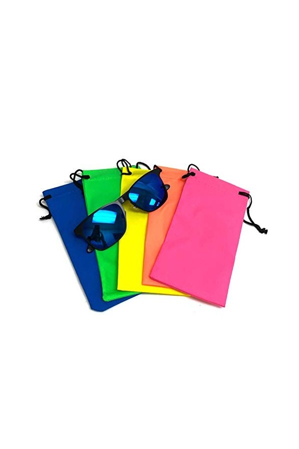 Lot de 5 pochettes en microfibre pour lunettes de soleil - Néon
