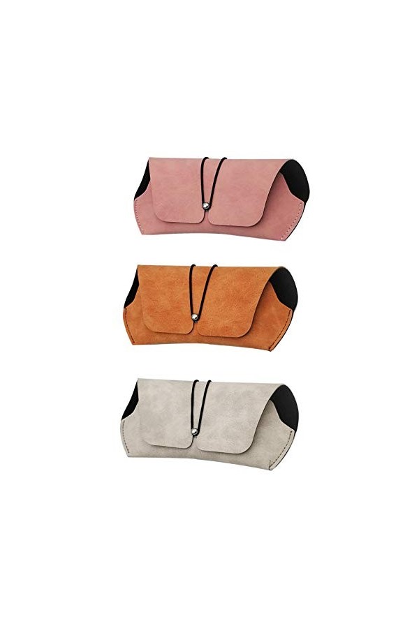 RDWESZOD Lot de 3 étuis à lunettes portables pour homme et femme, Orange + gris + rose, taille unique