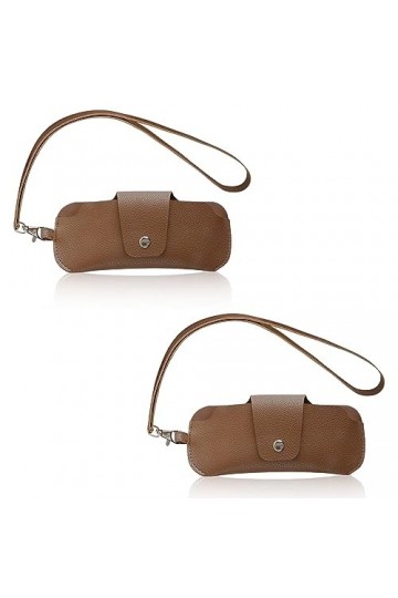 Lot de 2 étuis à lunettes en cuir pour lunettes de soleil portables avec cordon - Support de rangement pour lunettes en polyu