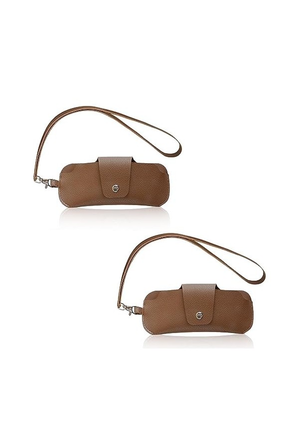 Lot de 2 étuis à lunettes en cuir pour lunettes de soleil portables avec cordon - Support de rangement pour lunettes en polyu