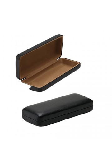 HomeSoGood Lot de 2 étuis à lunettes rigides en similicuir noir - Grand étui à lunettes - Style rétro carré - Boîte de rangem