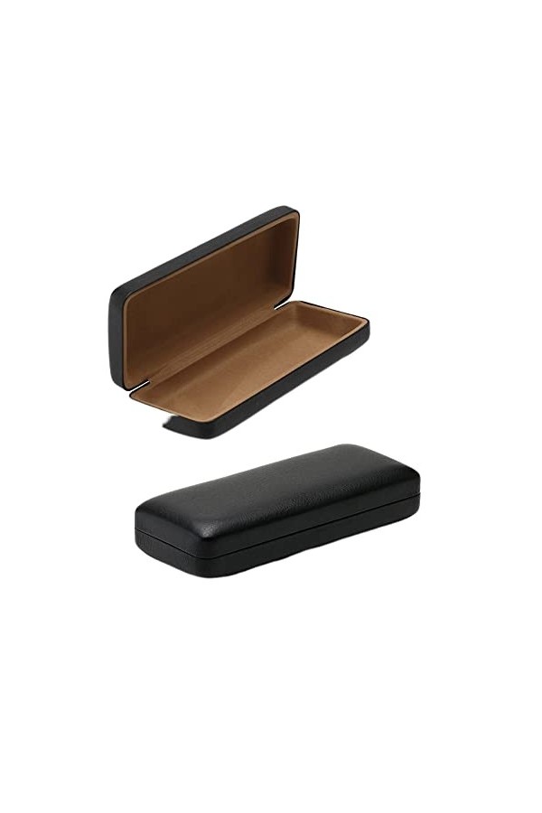 HomeSoGood Lot de 2 étuis à lunettes rigides en similicuir noir - Grand étui à lunettes - Style rétro carré - Boîte de rangem