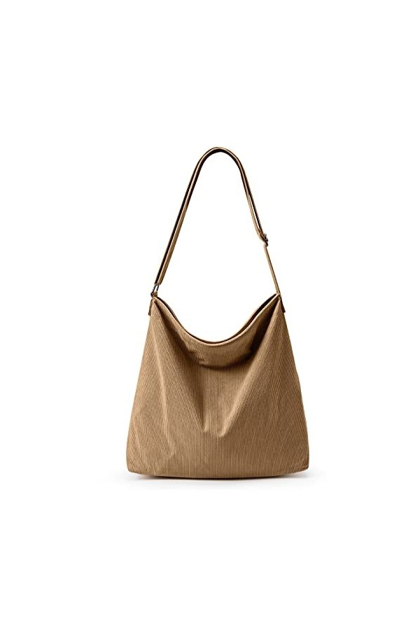 KALIDI Sac fourre-tout en velours côtelé avec sac à bandoulière étanche à fermeture éclair avec poches sacs à bandoulière déc