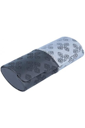 Étui à lunettes Miriam élégant bicolore aspect cuir noir et gris.