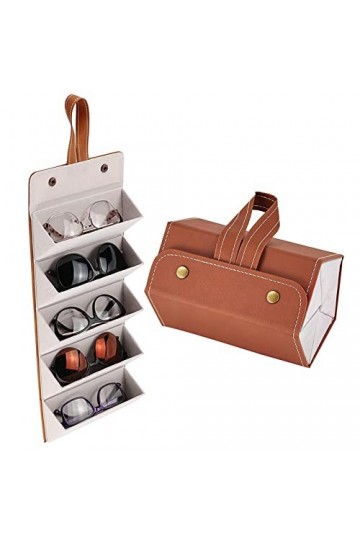 yidin Étui à lunettes pliable en cuir synthétique pour soleil - Portable - 5 emplacements - Pour homme et femme