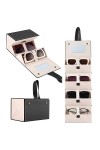 Muf Étui à lunettes de soleil 4 fentes - Organisateur de voyage pour plusieurs paires, avec miroir et sangle, étui de transpo