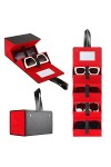 Muf Étui à lunettes de soleil 4 fentes - Organisateur de voyage pour plusieurs paires, avec miroir et sangle, étui de transpo