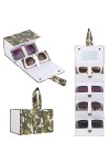 Muf Étui à lunettes de soleil 4 fentes - Organisateur de voyage pour plusieurs paires, avec miroir et sangle, étui de transpo