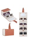 Muf Étui à lunettes de soleil 4 fentes - Organisateur de voyage pour plusieurs paires, avec miroir et sangle, étui de transpo