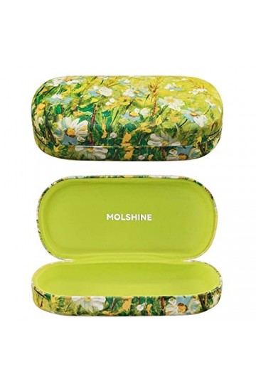 molshine Étui à lunettes rigide classique pour homme et femme, Motif pâquerettes - Vert, M