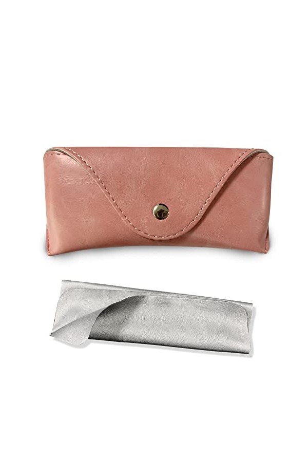 Étui de rangement portable en cuir souple et semi-rigide pour lunettes de soleil Marron/noir, Marron/rose, M