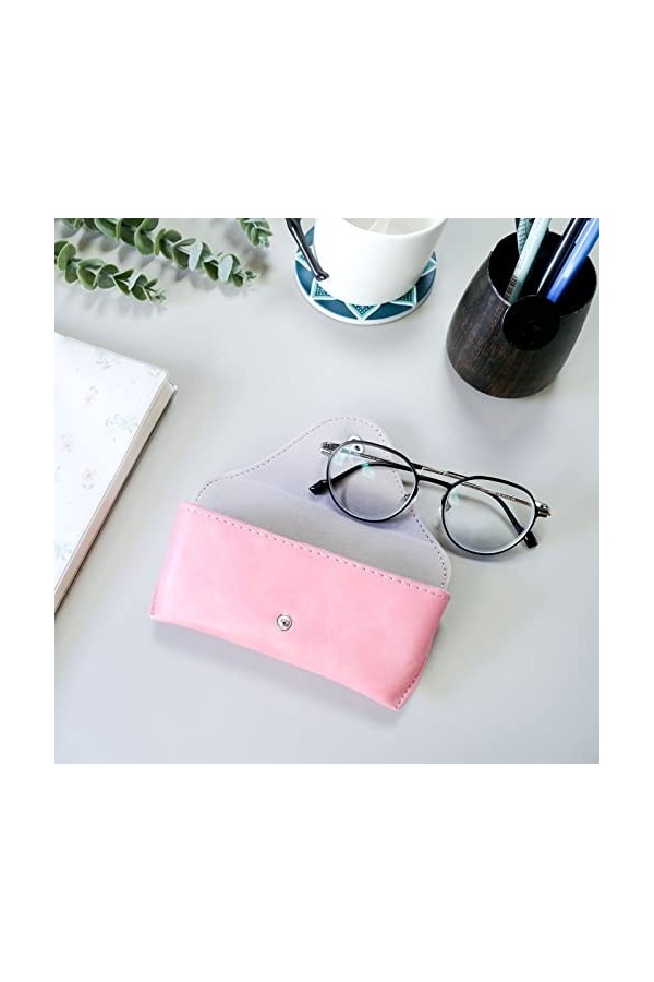 Étui de rangement portable en cuir souple et semi-rigide pour lunettes de soleil Marron/noir, Marron/rose, M