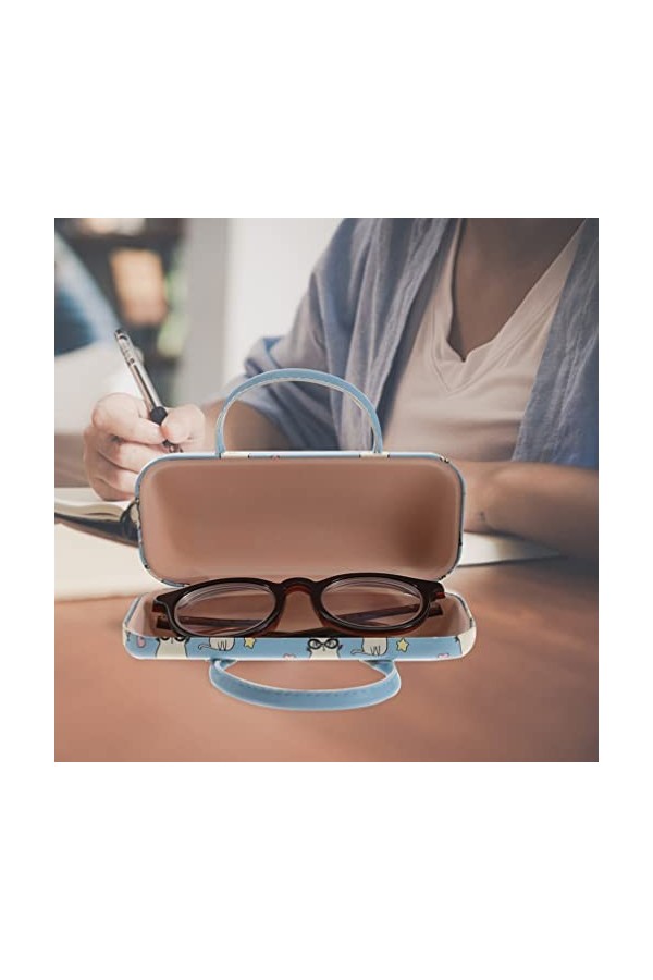 GALPADA Coque Rigide Étui À Lunettes 2 Pièces PU Porte-Lunettes avec Poignée Portable Lunettes De Soleil Boîte De Rangement C
