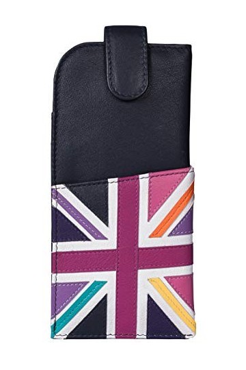 Mala Leather Étui à Lunettes en Cuir Souple avec Languette Large